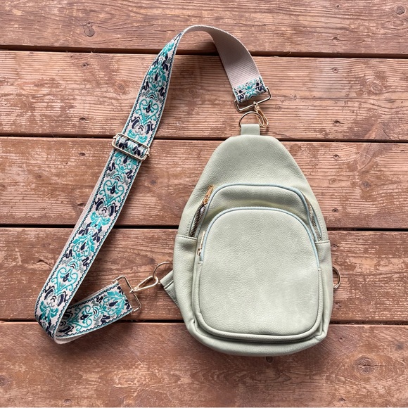 Handbags - NWOT Vegan Leather Crossbody Bag with guitar strap